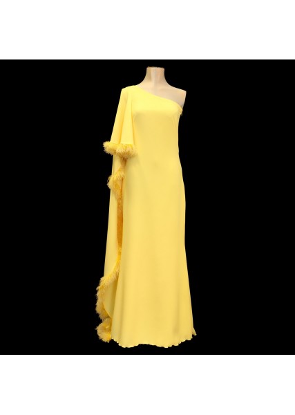 Vestido amarillo de crep de neopreno